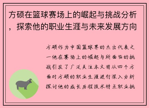方硕在篮球赛场上的崛起与挑战分析，探索他的职业生涯与未来发展方向
